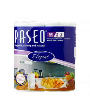 Paseo Kitchen Roll 60s 2Ply 2 Rolls Embossed Printed, Laminated 25041102