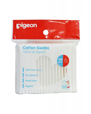 Pigeon Cotton Swabs, 200 Tips Plastic Stem 100 Pcs/Pack K854