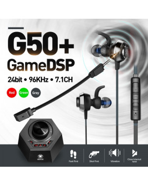 Plextone G50 Super Gaming Earphones Quake Vibration Game Dsp Stereo 24 Bit 96 Khz Pc Headphones with Detachable Long Mic Headset Noise Reduction Compatible with Gaming Pc Mobile