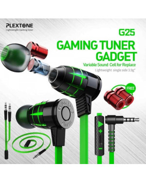 Plextone Hammerhead G25 Gaming Earphones with Mic in Ear Noise Isolation Headsets Variable Sound Cell for Replace