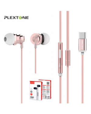 Plextone X56 M Type C Super Bass Hd Hi-Res Metal Earphones with Remote Control Usb C in Ear Headphones Sport Earphone