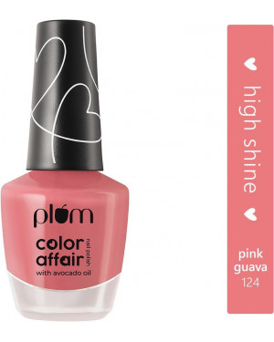 Plum Color Affair Nail Polish - Pink Guava - 124 | 7-Free Formula | High Shine & Plump Finish | 100% Vegan & Cruelty Free