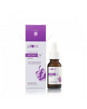 Plum 1% Retinol Face Serum with Bakuchiol | Reduces Fine Lines & Wrinkles | Promotes Cell Turnover for Youthful, Smooth Skin | 100% Vegan & Fragrance-Free | 20 ml, Yellow