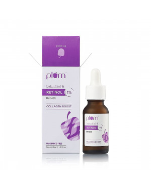Plum 1% Retinol Face Serum with Bakuchiol | Reduces Fine Lines & Wrinkles | Promotes Cell Turnover for Youthful, Smooth Skin | 100% Vegan & Fragrance-Free | 30 ml, Yellow