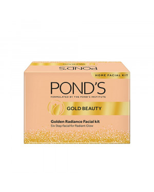 Pond’s Golden Radiance Facial Kit, 24K Pure Gold, Golden Glow At Home, Youthful Glow, Instant Glow, In Just 6 Easy Steps, 80 g