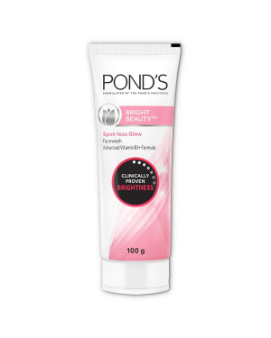 Pond's Bright Beauty Spot-Less Glow Face Wash with Vitamins, Removes Dead Skin Cells & Dark Spots, Double Brightness Action, All Skin Types, 100g