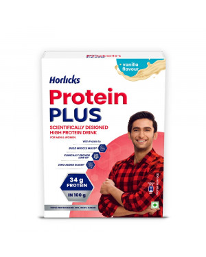 Horlicks Protein Plus Vanilla Protein Drink for Adults, 400g Container | Whey, Soy & Casein Blend - High protein powder | For Muscle Mass & Strength