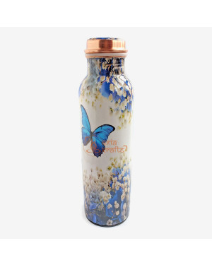 Axia Krafts Pure Copper Bottle 1 Liter Rare Butterfly Blue