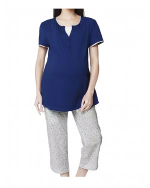 Nine Maternity Pyjama Set In Royal Blue 5359