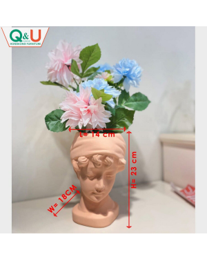 Q&U DB-0006p - Sculpture Decorative Pink Color Flower Vase