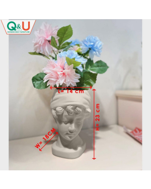 Q&U Furniture DB-0006w - Sculpture Decorative White Color Flower Vase