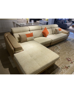 Q&U Furniture - Brown Color Leather Right Corner Sofa {L= 14.7feet * B= 3.6feet * H= 3feet} - 20196R