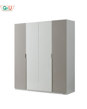 Q&U Furniture - 4 Door Cabinet With Cloth Rail LED Light Mirror Coded Lock {L= 6feet * B= 1.11feet * H= 7feet} - 802602