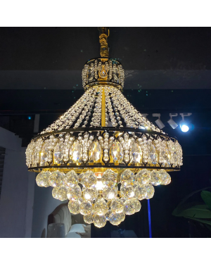 QuanU - p-60024-10-7e - Led Pendant Lamp Plating Golden With Crystal Decoration Sheet