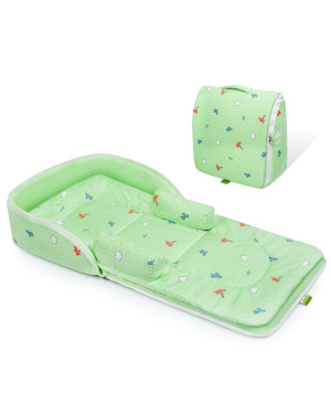 R for Rabbit Baby Nest Lite Bed Portable Travel Friendly Infant Sleeping Bedding Set, Baby Sleeping Nest, Sleeping Bag for Kids, Portable Baby Carry Nest, Comfortable Cushioning - Age 0+ Months-Green