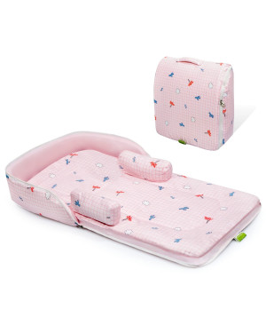 R for Rabbit Baby Nest Lite Bed Portable Travel Friendly Infant Sleeping Bedding Set, Baby Sleeping Nest, Sleeping Bag for Kids, Portable Baby Carry Nest, Comfortable Cushioning - Age 0+ Months-Pink