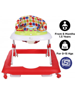  R for Rabbit Step Up Anti Fall Baby Walker with Adjustable Height and Musical Toy Bar for Kids|Boys|Girls of 6 Months to 1.5 Years (Red)