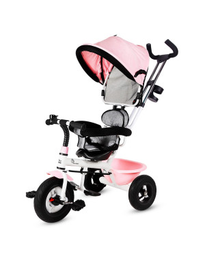 R for Rabbit Tiny Toes Sportz Baby Tricycle for Kids Smart Plug & Play with Canopy,Storage Basket, Parental Control Handle, Rubber Wheels Boys|Girls of 1.5 Years to 5 Years-Pink