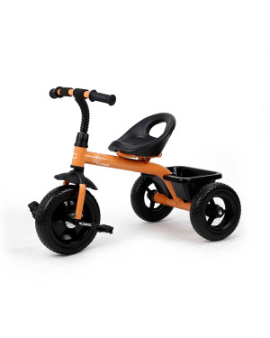 R for Rabbit Tiny Toes Tricycle for Kids of 1.5 to 5 Years with Storage Basket, Bell and Seat Belt -Orange