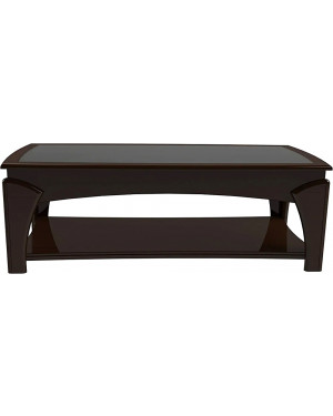MDF Rectangle Glass Top Engineered Wood Center Coffee Table for Bedroom Living Room