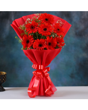 Red Elegance Gerbera Bouquet Flowers