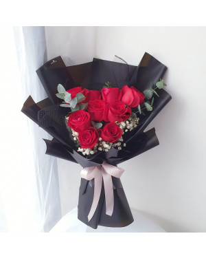 9 Red Rose Bouquet Flowers