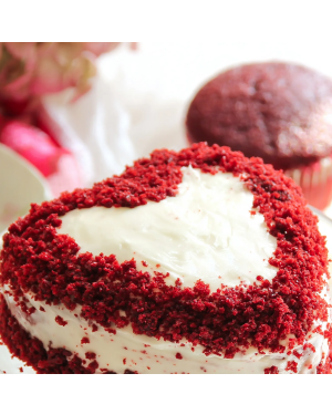 Red Velvet Heart Cream Cake- 1 Pound