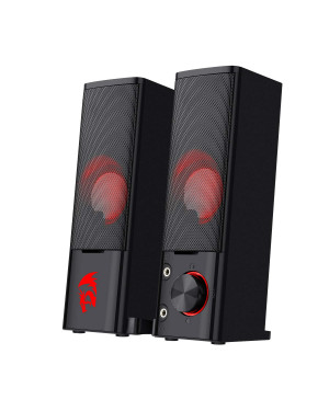 Redragon GS550 Orpheus PC Gaming Speakers, 2.0 Channel Stereo Desktop Computer Sound Bar with Compact Maneuverable Size, Quality Bass and Decent Red Backlit, USB Powered w/ 3.5mm Cables, Doom Eternal