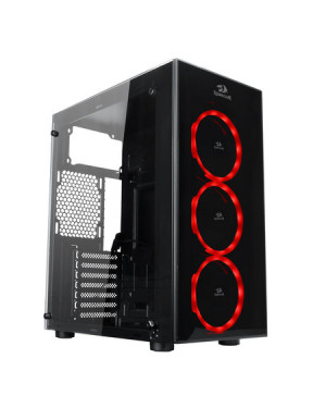 Redargon GC-605 THUNDERCRACKER GAMING PC CASE, 3 X RGB LED Tempered Glass Side/Front, ATX Gaming Chassis, Black 