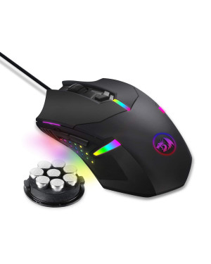 Redragon M601 RGB Blacklit 7200 DPI USB Gaming Mouse Wired Ergonomic 7 Button Programmable Mouse Centrophorus with Macro Recording & 8 Piece Weight Tuning Set For Windows PC (Black)