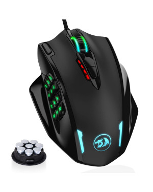 Redragon Store Impact RGB LED MMO USB Mouse with Side Buttons Laser Wired Gaming Mouse with 12400 DPI, High Precision, 18 Programmable Mouse Buttons (Black)