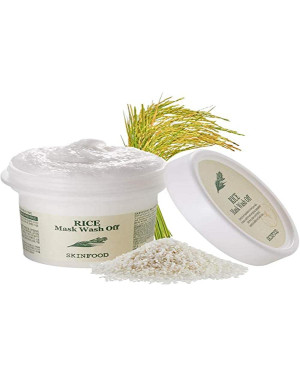 SKINFOOD Mask Rice 100g - White Rice Exfoliating Scrub Wash Off Face Masks for Darken Skin - Facial Cleanser, Pore Exfoliator, Soften Body Skin - Safe For Men and Women