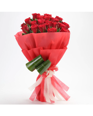 Romantic 20 Red Roses Bouquet Flowers