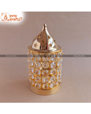 Axia Krafts Royal Antique Brass Diamond Oil Lamp 5.3"