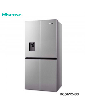 Hisense 510 Litres Inverter 4 Crossed Side -By-Side Door Refrigerator With Stainless Steel Pure Flat Design RQ-56WC4SS