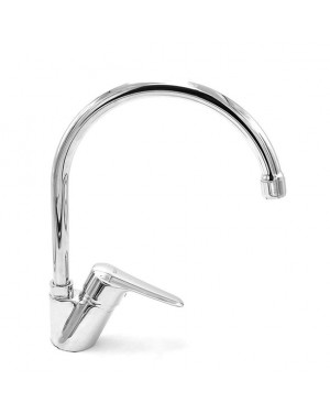 Roca Chrome Nuba Deck-mounted Kitchen Sink Mixer With Round Spout Silver-RT5A8497CA1