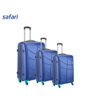 Safari Crypto Combo - 4 Wheels Hard Luggage | 100% Polycarbonate | TSA Lock | Premium Twill Texture | Midnight Blue | (SxMxL)