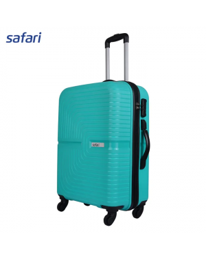 Safari Eclipse 4W Hard Luggage (Medium) | 100% Polypropylene | Fixed Combination Lock | 4 Wheels | Blue