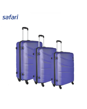 Safari Flo Combo - Secure 4 Wheels Hard Luggage | 100% Polycarbonate Shell | Fixed Combination Lock | Anti Theft Secure Zipper | Metallic Purple | (SxMxL)