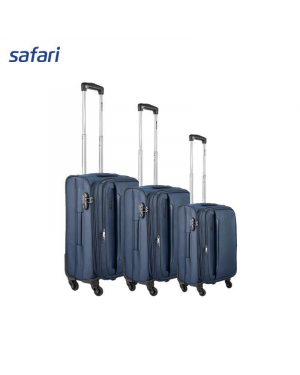 Safari Nuvaldo 4 Wheels Soft Luggage | Laptop Compatible | Detachable Wet Pocket | Convi Pack Interior | Drawstring Laundry Bag | 2 Front Zippered Pocket | Purple Combo Set (SxMxL)