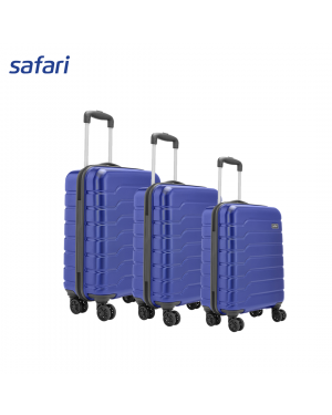 Safari Ozone 8W Hard Luggage | 100% Polycarbonate Shell | Fixed Combination Lock | 8 wheels | Blue