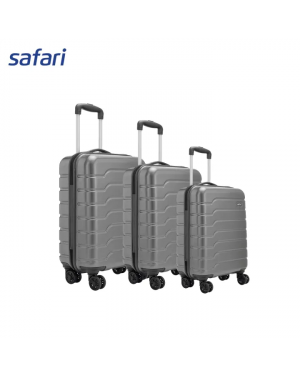 Safari Ozone 8W Hard Luggage | 100% Polycarbonate Shell | Fixed Combination Lock | 8 wheels | Silver
