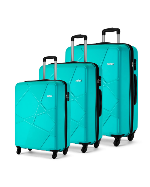 Safari Pentagon Set Small, Medium & Large Polypropylene (PP) Hard Sided 4 Wheels 360 Degree Rotation Luggage Set/Suitcase Set/Trolley Bag Set (Cyan Blue)