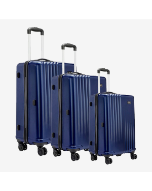 Safari Ryder 8 Wheels Hard Luggage | 100% Polycarbonate Shell | Anti Theft Secure Zipper | TSA Lock | Safari Ryder 8 Wheels Hard Luggage (Large) | 100% Polycarbonate Shell | Anti Thief Secure Zipper | TSA Lock | Midnight blue Combo Set (SxMxL)
