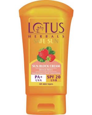 Lotus Herbal Safe Sun Block Cream PA + SPF-20, 100g