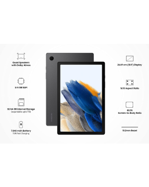 Samsung Galaxy Tab A8 26.69cm (10.5 inch) Display, RAM 4 GB, ROM 64 GB Expandable, Wi-Fi Tablet, Gray