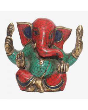 Seven Chakra Handicraft - Turquoise Stone Crafted Ganesh Statue 11 Cm 1 Kg