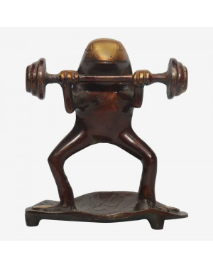 Seven Chakra Handicraft - Frog Lifting Dumbell Statue 13 cm 660 g