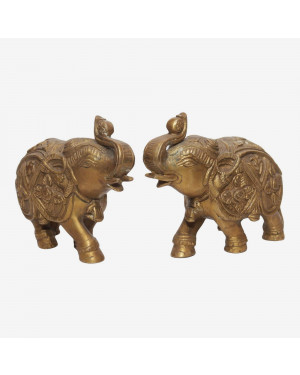 Seven Chakra Handicraft -Set Of 2 Large Sized Elephant Statue 13 Cm 3.080 Kg