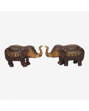 Seven Chakra Handicraft -Set OF 2 Elephant Statue 11 cm 870 g